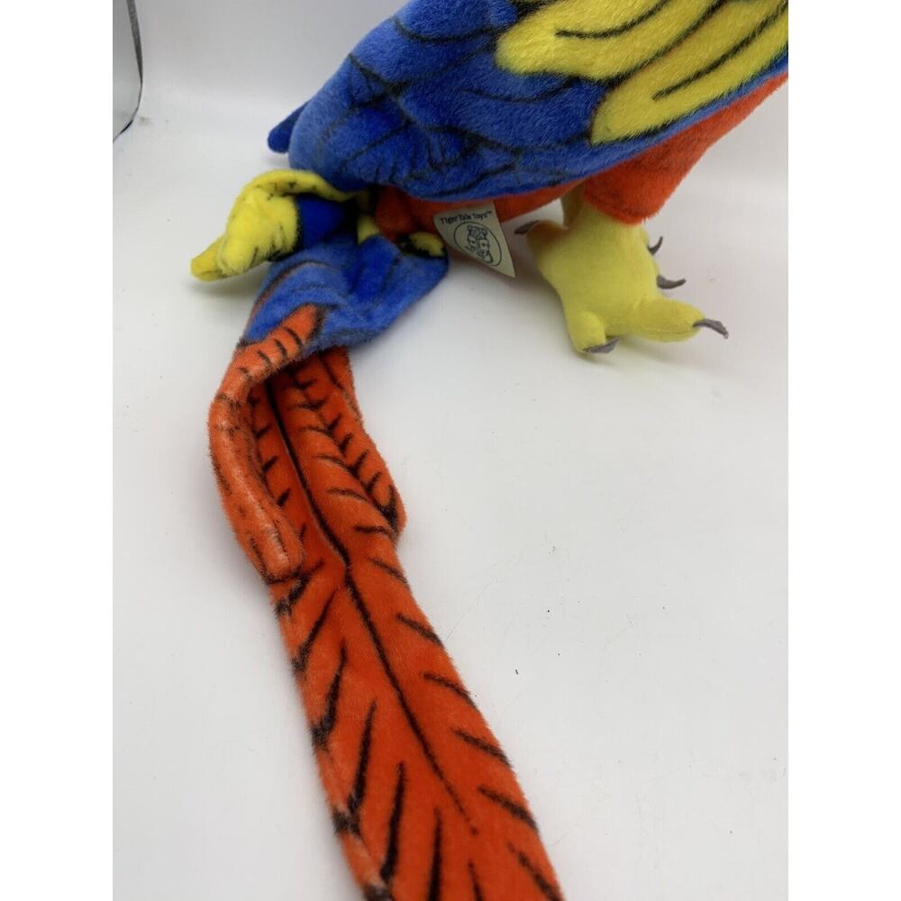 Realistic Tropical Red Macaw Parrot Bird Large Giant Plush Animal Tiger Tale Toy - Picture 5 of 7